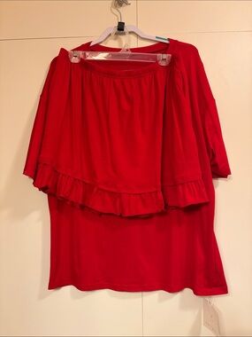 NWT Women’s Red Ruffle Skirt - Unbranded and Matching Top